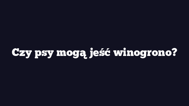 Czy psy mogą jeść winogrono?
